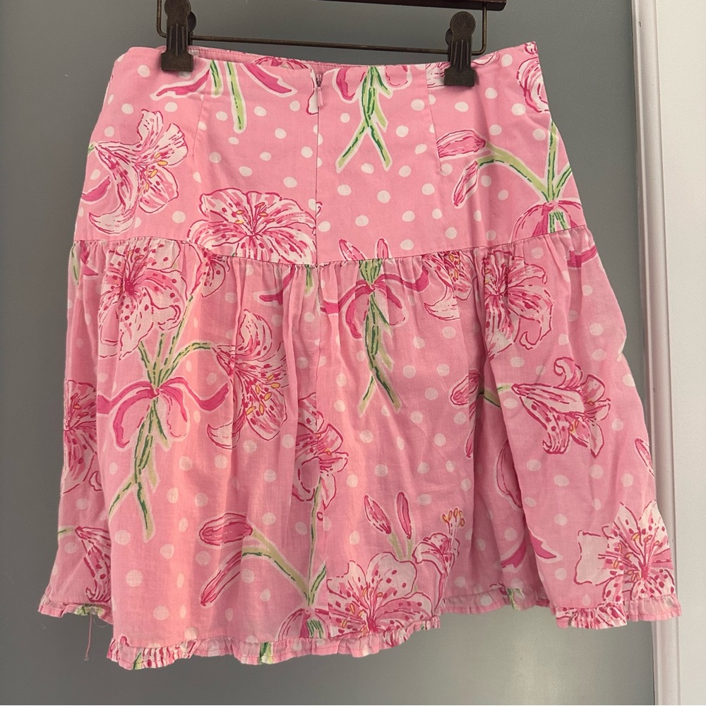 Lilly Pulitzer Nikita Pink/Green Floral Ruffle Skirt - Picture 2 of 4